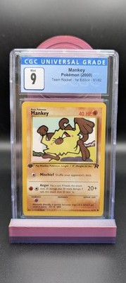 MANKEY - TEAM ROCKET - 1ST EDITION #61 - CGC 9 MINT - POKEMON 61/82