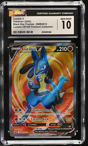 CGC 10 GEM MINT Lucario V Full Art Black Star Promo SWSH213 Pokemon Card TCG