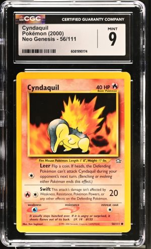 Vintage (2000) Pokemon Neo Genesis Cyndaquil 56/111 CGC 9