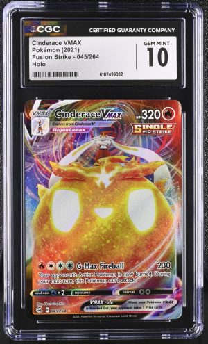 2021 POKEMON SWORD & SHIELD FUSION STRIKE #045 FULL ART/CINDERACE VMAX CGC 10