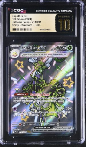 ESPATHRA EX Paldean Fates Holo Shiny Rare #214 CGC 10 Pristine Pokemon