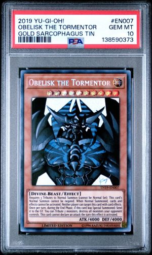 PSA 10 Obelisk The Tormentor TN19-EN007 Gold Sarcophagus Tin Prismatic Secret