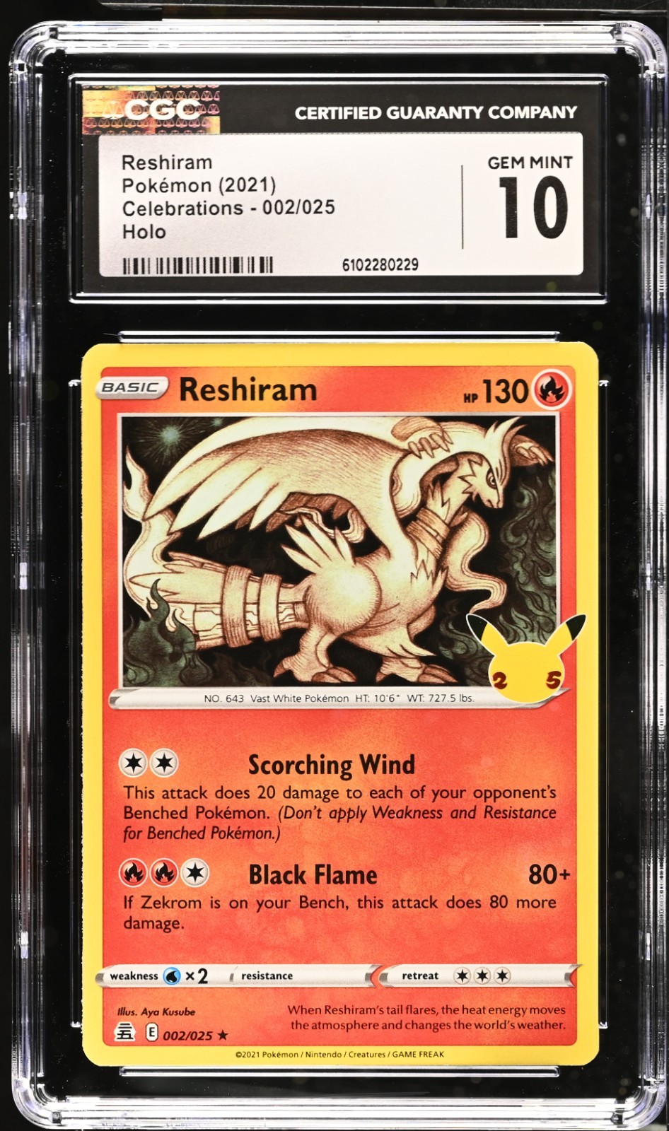 2021 POKEMON CELEBRATIONS #002 RESHIRAM CGC 10 - Image 3