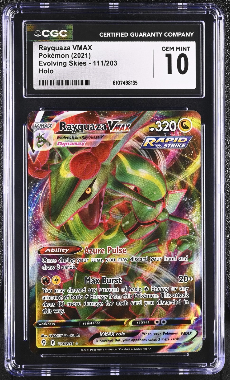 Rayquaza VMAX 111/203 SWSH07: Evolving Skies Holo CGC 10 - Image 3