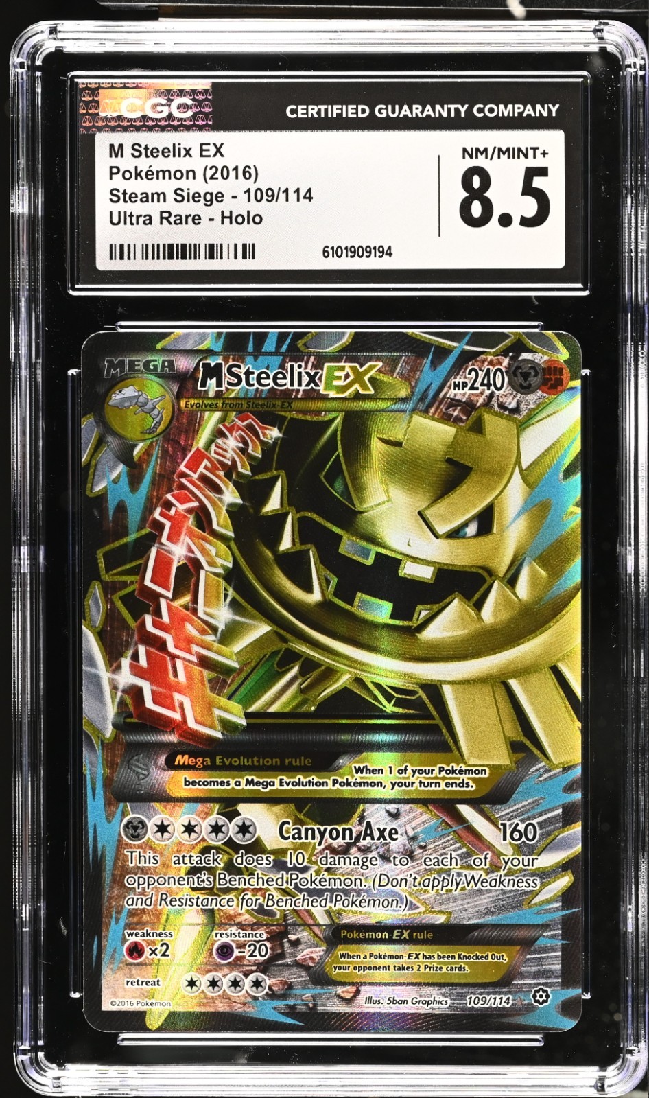 Pokémon M Steelix EX 109/114 XY Steam Siege Full Art Ultra Rare Holo CGC 8.5 - Image 3