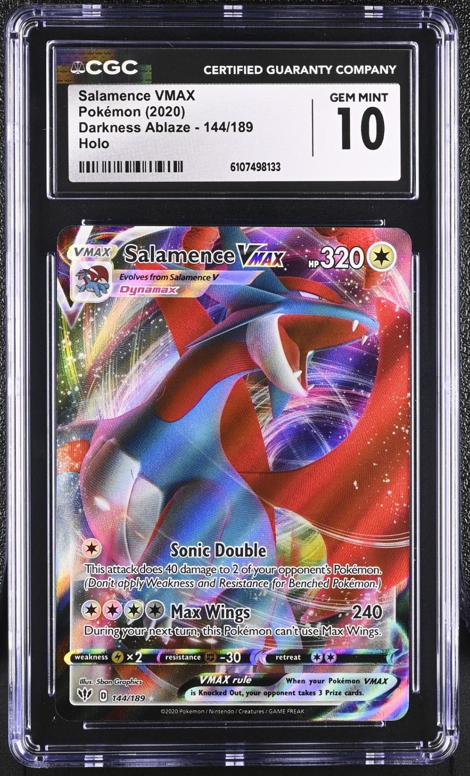 Salamence VMAX 144/189 Darkness Ablaze Full Art Holo Pokemon - CGC 10 GEM MT - Image 3