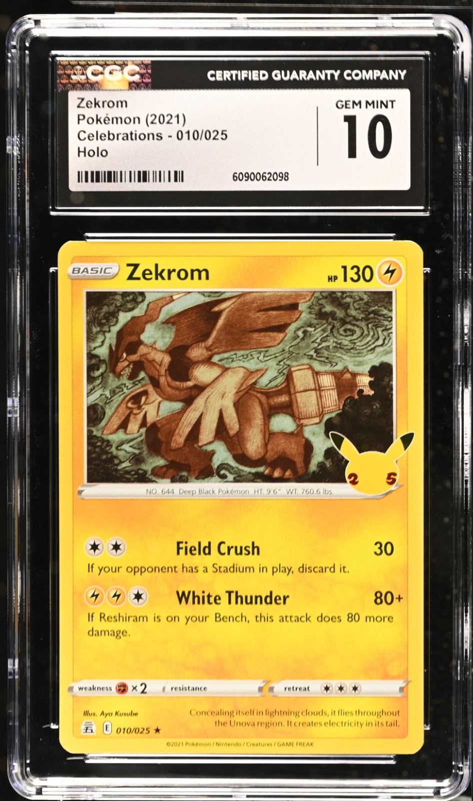 2021 POKEMON CELEBRATIONS #010 ZEKROM CGC 10 - Image 3