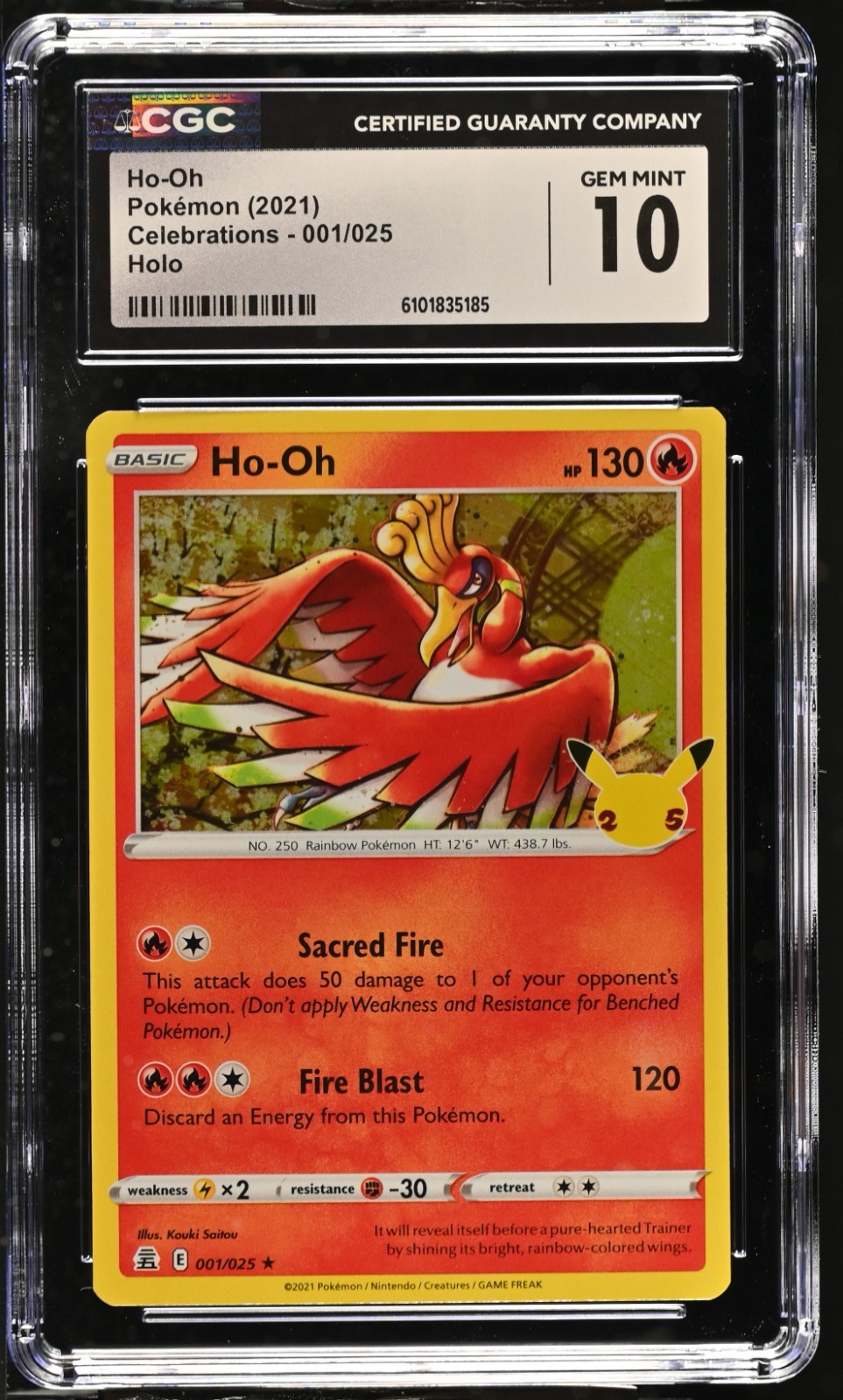 2021 POKEMON SWORD & SHIELD CELEBRATIONS #001/025 HO-OH CGC 10 - Image 3
