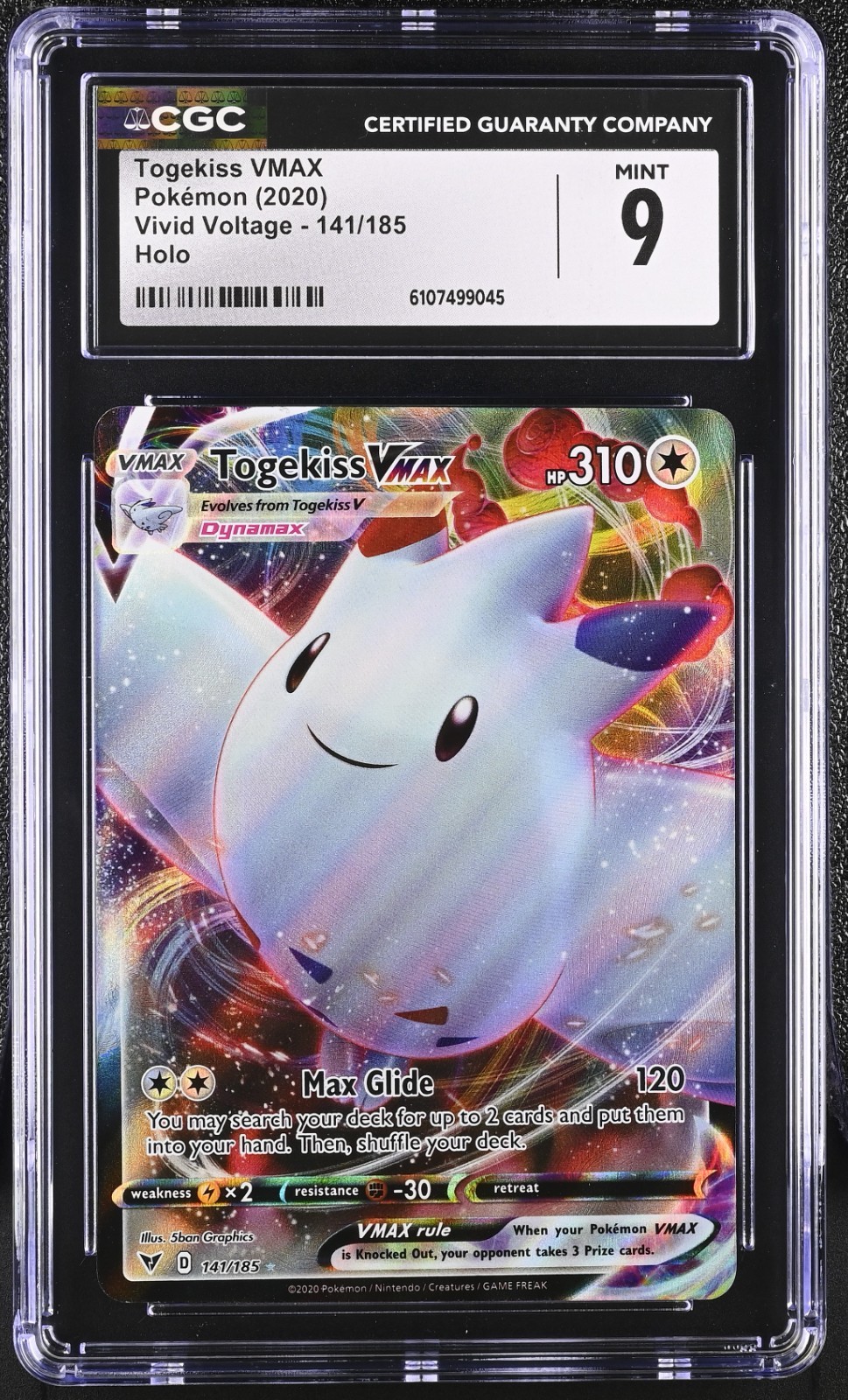 Togekiss VMAX 141/185 Full Art Holo 2020 Pokémon SWSH Vivid Voltage CGC 9 Mint - Image 3