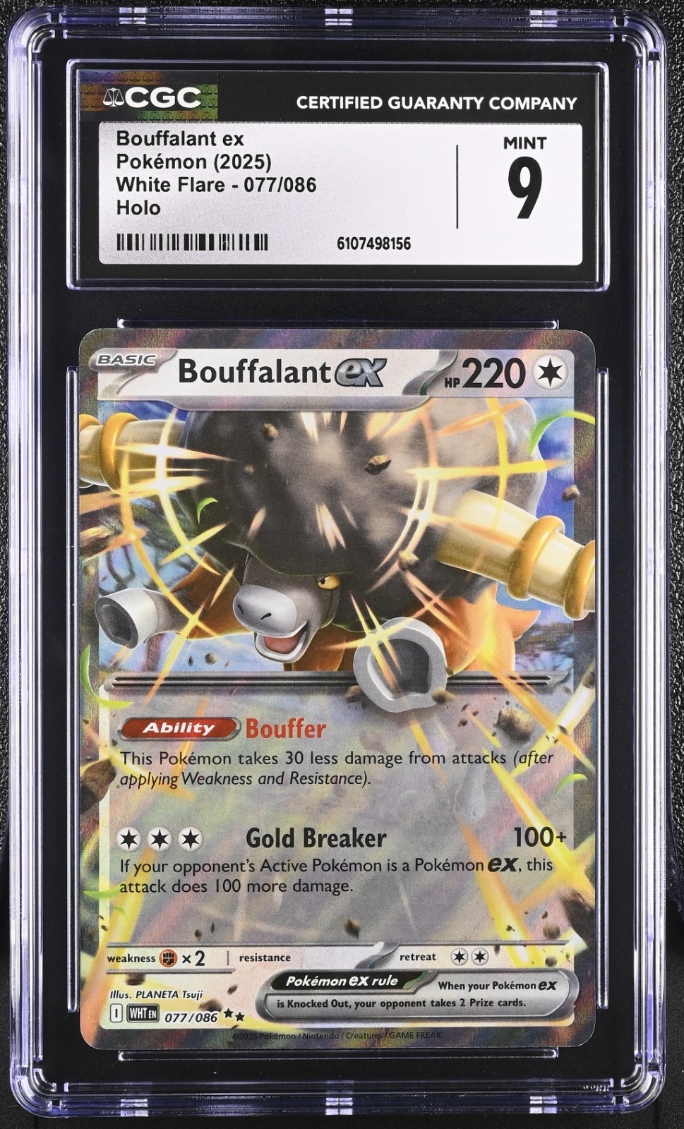2025 Pokemon White Flare Bouffalant ex 077/086 CGC 9 - Image 3
