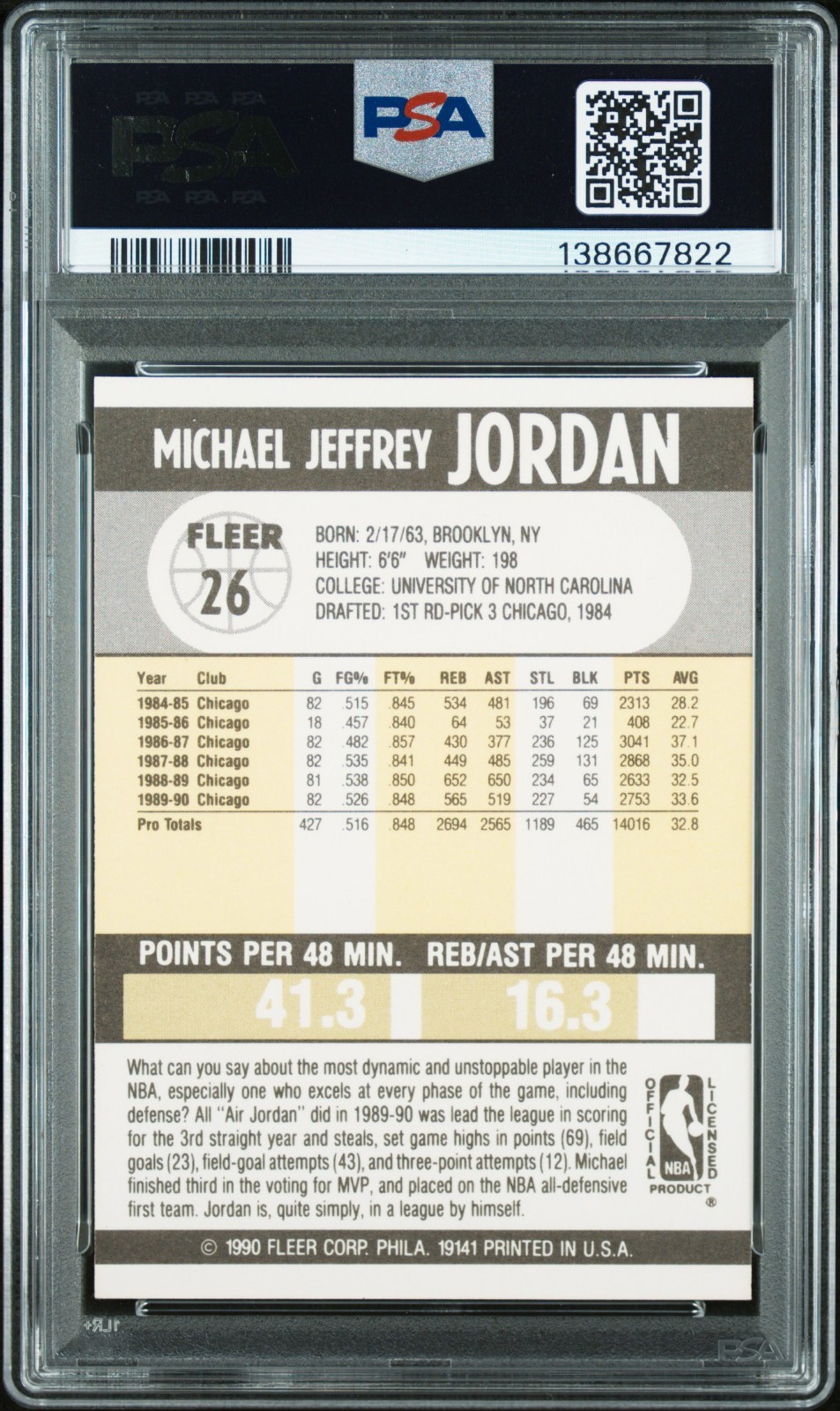 1990-91 Fleer - Michael Jordan #26 PSA 8 NM MT Chicago Bulls - Image 2