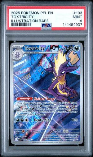 2025 POKEMON PFL EN-PHANTASMAL FLAMES ILLUSTRATION RARE #103 TOXTRICITY PSA 9