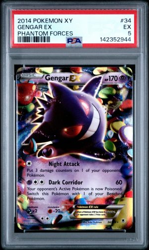 2014 Pokemon TCG: XY Phantom Forces Gengar EX #034/119 HOLO PSA 5